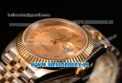 Rolex Datejust 37mm Swiss ETA 2836 Automatic Two Tone with Gold Dial and Roman Diamonds Markers