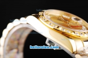 Rolex Day-Date Automatic Movement Full Gold with Gold Dial-Roman Markers and Diamond Bezel