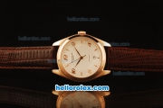 Patek Philippe Calatrava Swiss ETA 2824 Automatic Rose Gold Case with White Dial and Brown Leather Strap-Numeral Markers