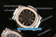 Patek Philippe Nautilus Miyota 9015 Automatic Steel Case with White Stick Markers and Black Leather Strap (BP)