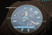 Hublot Big Bang Swiss Valjoux 7750 Automatic PVD Case with Brushed Ceramic Bezel and Black Dial- Black Leather Strap