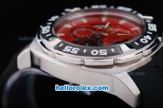 Ferrari Working Chronograph with Black Graduated Bezel and Red Dial-Small Calendar and Rubber Strap