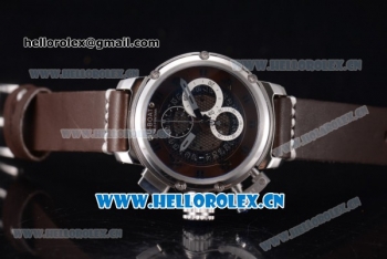 U-Boat Chimera Skeleton Chronograph Miyota OS10 Quartz Steel Case with Skeleton Dial and Brown Leather Strap