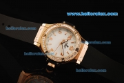 Hublot Big Bang Swiss Quartz Movement Rose Gold Case with Diamond Bezel and Black Rubber Strap