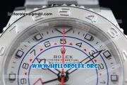 Rolex Yacht-Master II Chrono Swiss Valjoux 7750 Automatic Steel Case with White Dial and Stainless Steel Bracelet - (BP)