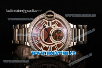 Cartier Ballon Bleu De Tourbillon Asia Automatic Steel Case with Brown Dial and Roman Numeral Markers - Diamonds Bezel