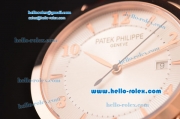 Patek Philippe Calatrava Swiss ETA 2824 Automatic Rose Gold Case with Brown Leather Strap White Dial Numeral/Stick Markers
