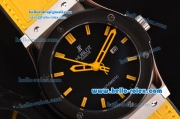 Hublot Classic Fusion Asia 2813 Automatic Steel case with Yellow Stick Markers PVD Bezel and Black Dial