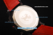 Ferrari Chronograph Miyota Quartz Movement PVD Case with White/Red Arabic Numerals - Black Leather Strap