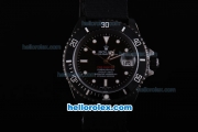 Rolex Submariner Pro-Hunter Oyster Perpetual Swiss ETA 2836 Automatic with Black Dial and Case-White Marking and Black Nylon Strap Vintage Edition