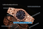 Audemars Piguet Royal Oak 33MM Miyota Quartz Diamonds/Rose Gold Case with Blue Dial Stick Markers and Diamonds Bezel (EF)