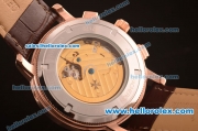 Vacheron Constantin Automatic Rose Gold Case with White Dial and Brown Leather Strap