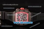 Richard Mille RM 011 Felipe Massa Flyback Chronograph Swiss Valjoux 7750 Automatic Carbon Fiber Case with Skeleton Dial and Red Inner Bezel - 1:1 Original