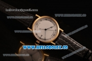 Breguet Classique Miyota 9015 Automatic Yellow Gold Case with White Dial and Black Leather Strap - (AAAF)