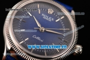 Rolex Cellini Time Asia 2813 Automatic Steel Case with Silver Stick Markers and Blue Dial