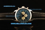 Breitling Transocean Chronograph Quartz Steel Case with Black Dial and Black Leather Strap