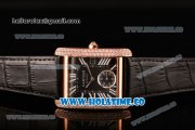 Cariter Tank MC Swiss ETA 2824 Automatic Rose Gold Case with Black Dial Diamonds Bezel and White Roman Numeral Markers