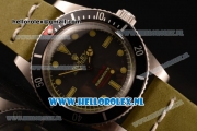 Rolex Submariner Vintage Asia 2813 Automatic Steel Case with Black Dial Dot Markers and Green Nylon Strap