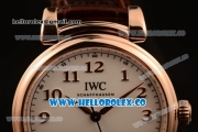 IWC Da Vinci Swiss ETA 2892 Automatic Steel Case with White Dial Arabic Numeral Markers and Genuine Leather Strap