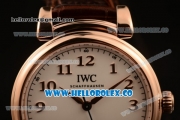 IWC Da Vinci Swiss ETA 2892 Automatic Steel Case with White Dial Arabic Numeral Markers and Genuine Leather Strap