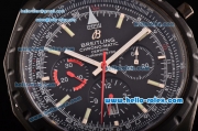 Breitling Chrono-Matic Swiss Valjoux 7750-DD Automatic PVD Case with Black Rubber Strap Black Dial and Stick Markers