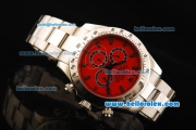 Rolex Daytona II Oyster Perpetual Automatic Movement Full Steel with Red Dial and Black Markers
