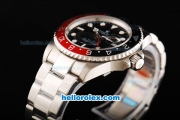 Rolex GMT-Master II Swiss ETA 2836 Automatic Movement Full Steel with Black/Red Bezel and White Markers