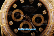 Rolex Daytona Automatic Full Gold with Diamond Bezel and Marking-Black Dial