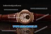 Patek Philippe Master Swiss Tourbillon Manual Winding Rose Gold Case White Dial Stick Markers With Rose Gold Bezel Brown Leahter Strap