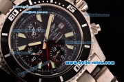 Breitling Superocean Chrono II Swiss Valjoux 7750-SHG Automatic Steel Case PVD Bezel with Steel Strap Black Dial Stick Markers-Red Hands