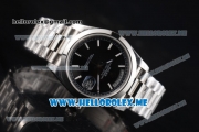 Rolex Day-Date Clone Rolex 3255 Automatic Stainless Steel Case/Bracelet with Black Dial and White Stick Markers