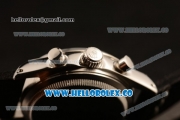 Rolex Explorer Chronograph Miyota OS20 Quartz Steel Case with Black Dial Steel Bezel and Black Leather Strap
