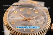 Rolex Day-Date Swiss ETA 2836 Automatic Two Tone with Gray Dial and Diamonds Markers