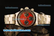 Rolex Daytona Vintage Edition Chronograph Swiss Valjoux 7750 Manual Winding Steel Case/Strap with Red Dial