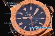 Hublot Big Bang King Swiss Valjoux 7750-CHG Automatic Rose Gold Case with stick Markers and Black Rubber Strap