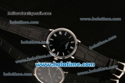 Patek Philippe Calatrava Miyota OS2035 Quartz Steel Case with Roman Numeral Markers and Black Dial