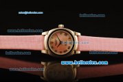 Rolex Cellini Swiss Quartz Steel Case with Pink MOP Dial and Roman Markers-Pink Leather Strap