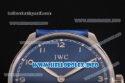 IWC Portuguese Asia 6497 Manual Winding Steel Case with Blue Dial and Arbaic Numeral Markers