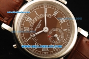 Patek Philippe Calatrava Automatic Movement Steel Case with Brown Dial and Brown Leather Strap-ETA Coating Case