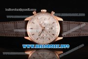 Zenith El Primero 36'000 VpH Lady Ladies Watch Chronograph Swiss Valjoux 7750 Automatic Rose Gold Case with White Dial Brown Leather Strap and Stick Markers