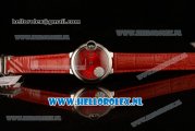 Cartier Ballon Bleu De Japanese Miyota Quartz Steel Case with Red Dial Roman Numberal Markers and Red Genuine Leather Strap