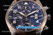IWC Pilot’s Watch Chronograph Edition "Le Petit Prince" Swiss Valjoux 7750 Automatic Steel Case with Blue Dial Brown Leather Strap and White Arabic Numeral Markers
