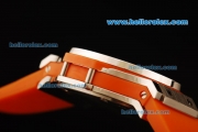 Hublot Big Bang Swiss Quartz Movement Steel Case with Orange Diamond Bezel and Orange Rubber Strap