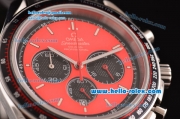 Omega Speedmaster Racing Chrono Miyota OS20 Quartz Steel Case with Black Rubber Strap Red Dial