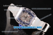 Richard Mille RM 56-01 Tourbillon Miyota 6T51 Manual Winding Sapphire Crystal Case with Skeleton Dial and Aerospace Nano Translucent Strap - Blue Inner Bezel