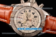 Breitling Avenger Seawolf Miyota Quartz Steel Case with White Dial Brown Leather Strap and Arabic Numeral Markers