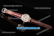 Cartier Ballon Bleu De Small Swiss Quartz Steel Case with White Dial Black Roman Numeral Markers and Brown Leather Strap