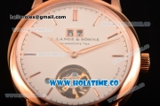 A.Lange&Sohne Saxonia Tourbillon Asia Automatic Rose Gold Case with White Dial Brown Leather Strap and Stick Markers