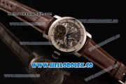 Vacheron Constantin Traditionelle Minute Repeater Tourbillon Swiss Tourbillon Manual Winding Steel Case Steel Bezel with Gray Dial and Brown Leather Strap