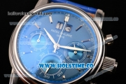 Patek Philippe Grand Complication Chrono Miyota OS20 Quartz Steel Case with Blue Dial and Stick Markers